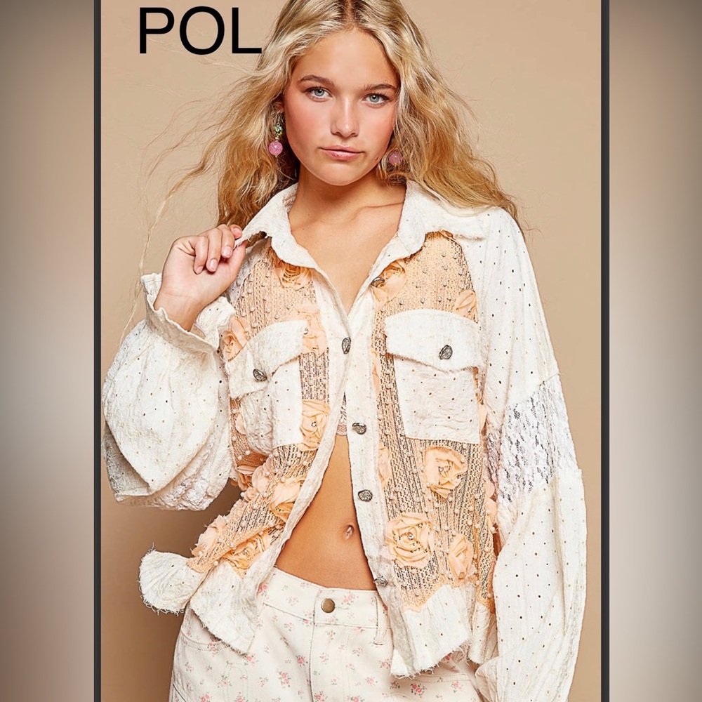 POL Cream and Peach Jacket
